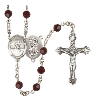 Sterling Silver 6mm Saint Christopher/Water Polo Men Rosary