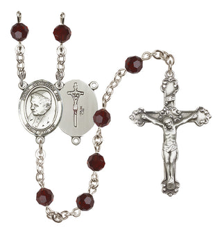 Sterling Silver 6mm Austrian Crystal Pope Emeritace Benedict XVI Rosary in Garnet