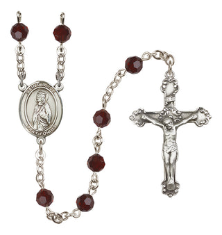 Sterling Silver 6mm Austrian Crystal Saint Alice Rosary in Garnet