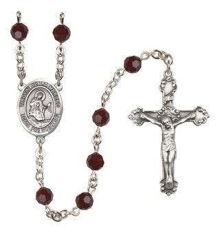 Sterling Silver 6mm Austrian Crystal Virgen de la Merced Rosary in Garnet