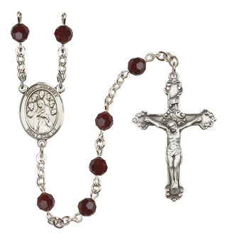 Sterling Silver 6mm Austrian Crystal Saint Felicity Rosary in Garnet