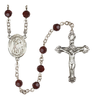 Sterling Silver 6mm Austrian Crystal Saint Adrian of Nicomedia Rosary in Garnet