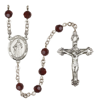 Sterling Silver 6mm Austrian Crystal Our Lady the Undoer of Knots Rosary in Garnet