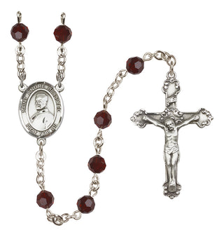 Sterling Silver 6mm Austrian Crystal Saint Andre Bessette Rosary in Garnet