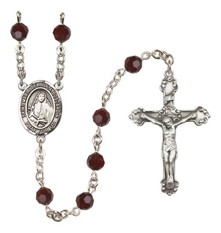 Sterling Silver 6mm Austrian Crystal Saint Maria Bertilla Boscardin Rosary in Garnet