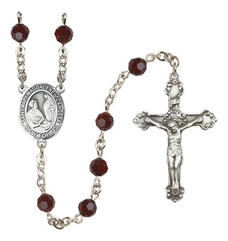 Sterling Silver 6mm Austrian Crystal Saint Mary Magdalene of Canossa Rosary in Garnet