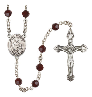 Sterling Silver 6mm Austrian Crystal Saint Norbert of Xanten Rosary in Garnet