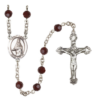 Sterling Silver 6mm Austrian Crystal Saint Emma Uffing Rosary in Garnet
