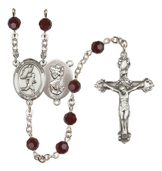 Sterling Silver 6mm Saint Christopher/Track&Field-Men Rosary