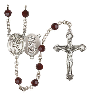 Sterling Silver 6mm Saint Christopher/Dance Rosary