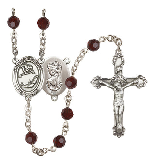 Sterling Silver 6mm Saint Christopher/Gymnastics Rosary