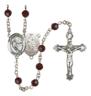 Sterling Silver 6mm Guardian Angel/Hockey Rosary