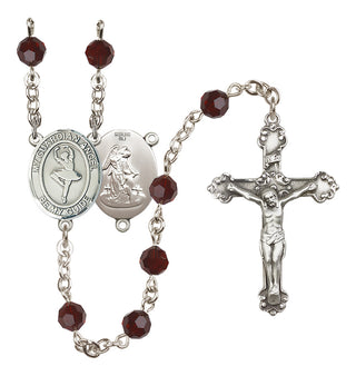 Sterling Silver 6mm Austrian Crystal Guardian Angel/Dance Rosary in Garnet
