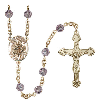 14 Karat Gold-Filled 6mm Austrian Crystal San Antonio Rosary in Light Amethyst