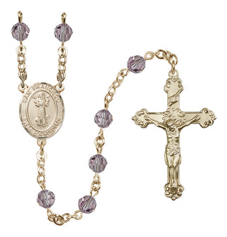 14 Karat Gold-Filled 6mm Austrian Crystal San Francis Rosary in Light Amethyst