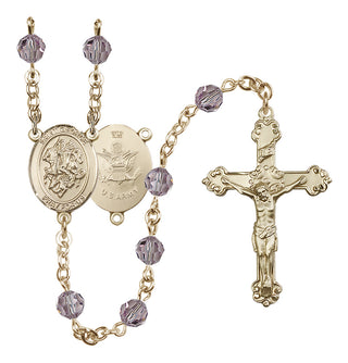 14 Karat Gold-Filled 6mm Austrian Crystal Saint George / Army Rosary in Light Amethyst