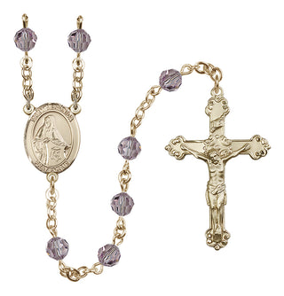 14 Karat Gold-Filled 6mm Austrian Crystal Saint Veronica Rosary in Light Amethyst