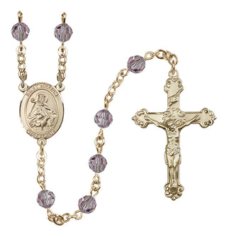 14 Karat Gold-Filled 6mm Austrian Crystal Saint William of Rochester Rosary in Light Amethyst
