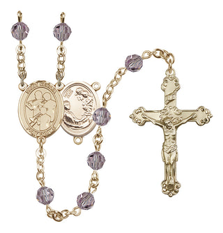 14 Karat Gold-Filled 6mm Austrian Crystal Saint Cecilia / Marching Band Rosary in Light Amethyst