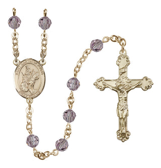 14 Karat Gold-Filled 6mm Austrian Crystal Saint Martin of Tours Rosary in Light Amethyst