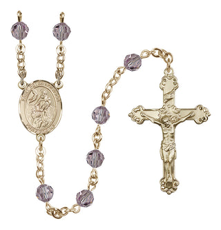 14 Karat Gold-Filled 6mm Austrian Crystal Saint Peter Nolasco Rosary in Light Amethyst