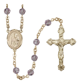 14 Karat Gold-Filled 6mm Austrian Crystal Saint Joseph of Arimathea Rosary in Light Amethyst