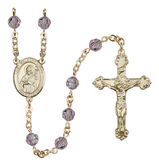 14 Karat Gold-Filled 6mm Austrian Crystal Saint Malachy O'More Rosary in Light Amethyst
