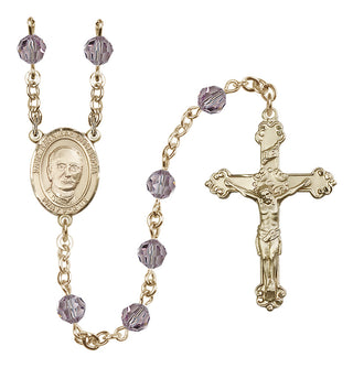14 Karat Gold-Filled 6mm Austrian Crystal Saint Hannibal Rosary in Light Amethyst