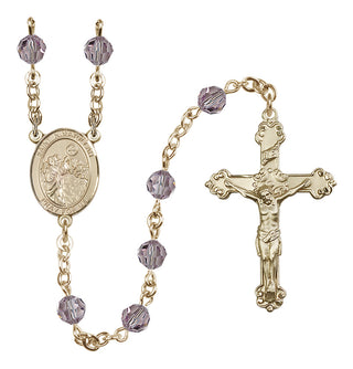 14 Karat Gold-Filled 6mm Austrian Crystal Saint Nimatullah Rosary in Light Amethyst