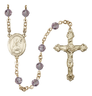 14 Karat Gold-Filled 6mm Austrian Crystal Saint Frances of Rome Rosary in Light Amethyst