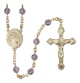 14 Karat Gold-Filled 6mm Austrian Crystal Blessed Emilee Doultremont Rosary in Light Amethyst