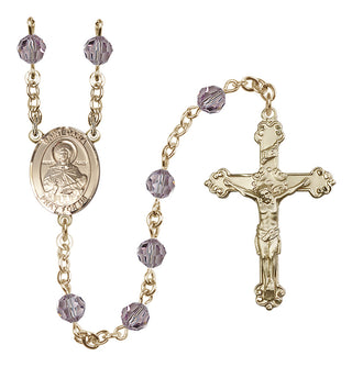 14 Karat Gold-Filled 6mm Austrian Crystal Saint Daria Rosary in Light Amethyst