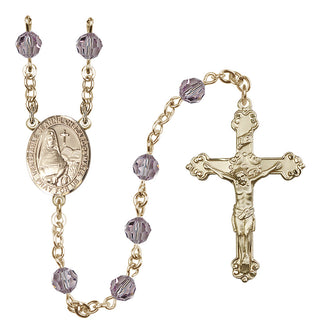 14 Karat Gold-Filled 6mm Austrian Crystal Saint Jeanne Chezard de Matel Rosary in Light Amethyst