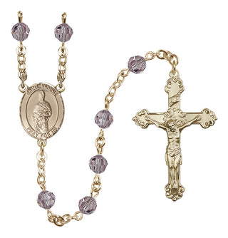 14 Karat Gold-Filled 6mm Austrian Crystal Saint Eligius Rosary in Light Amethyst