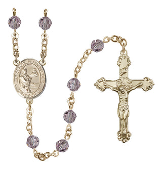 14 Karat Gold-Filled 6mm Austrian Crystal Saint Claude de la Colombiere Rosary in Light Amethyst