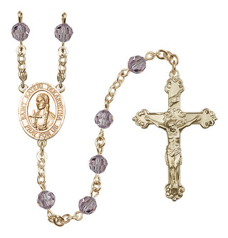 14 Karat Gold-Filled 6mm Austrian Crystal Saint Kateri Tekakwitha Rosary in Light Amethyst