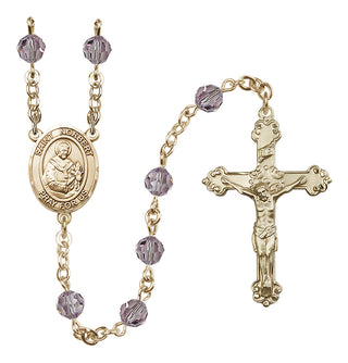 14 Karat Gold-Filled 6mm Austrian Crystal Saint Norbert of Xanten Rosary in Light Amethyst