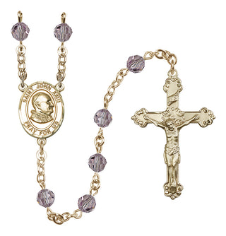 14 Karat Gold-Filled 6mm Austrian Crystal Saint John Xxiii Rosary in Light Amethyst