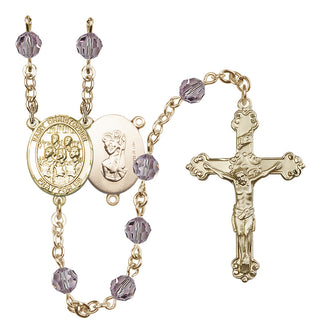 14 Karat Gold-Filled 6mm Austrian Crystal Saint Christopher / Choir Rosary in Light Amethyst