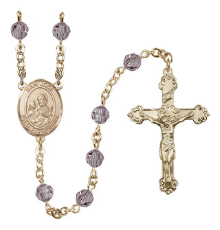 14 Karat Gold 6mm Austrian Crystal San Jose Rosary in Light Amethyst
