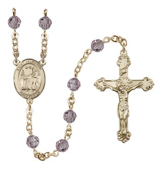 14 Karat Gold 6mm Austrian Crystal Saint Valentine of Rome Rosary in Light Amethyst