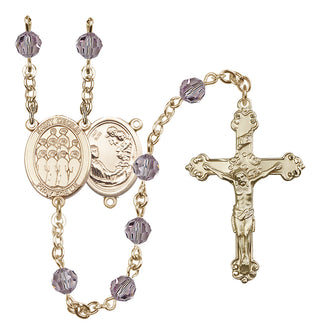 14 Karat Gold 6mm Austrian Crystal Saint Cecilia / Choir Rosary in Light Amethyst