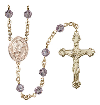 14 Karat Gold 6mm Austrian Crystal San Martin Caballero Rosary in Light Amethyst