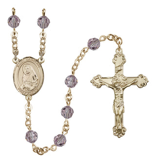 14 Karat Gold 6mm Austrian Crystal Saint Madeline Sophie Barat Rosary in Light Amethyst
