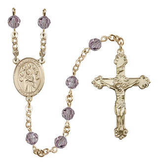 14 Karat Gold 6mm Austrian Crystal Saint Felicity Rosary in Light Amethyst