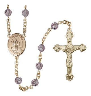 14 Karat Gold 6mm Austrian Crystal Saint Maron Rosary in Light Amethyst