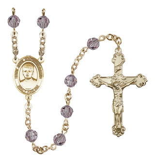 14 Karat Gold 6mm Austrian Crystal Saint Jose Sanchez del Rio Rosary in Light Amethyst