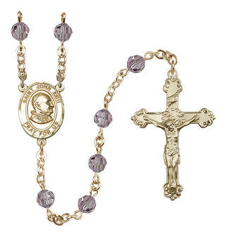 14 Karat Gold 6mm Austrian Crystal Saint John Xxiii Rosary in Light Amethyst
