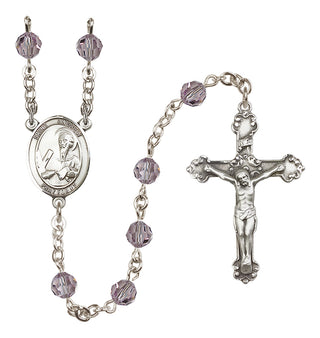 Sterling Silver 6mm Austrian Crystal Saint Andrew the Apostle Rosary in Light Amethyst