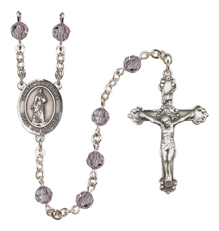 Sterling Silver 6mm Austrian Crystal Santa Barbara Rosary in Light Amethyst